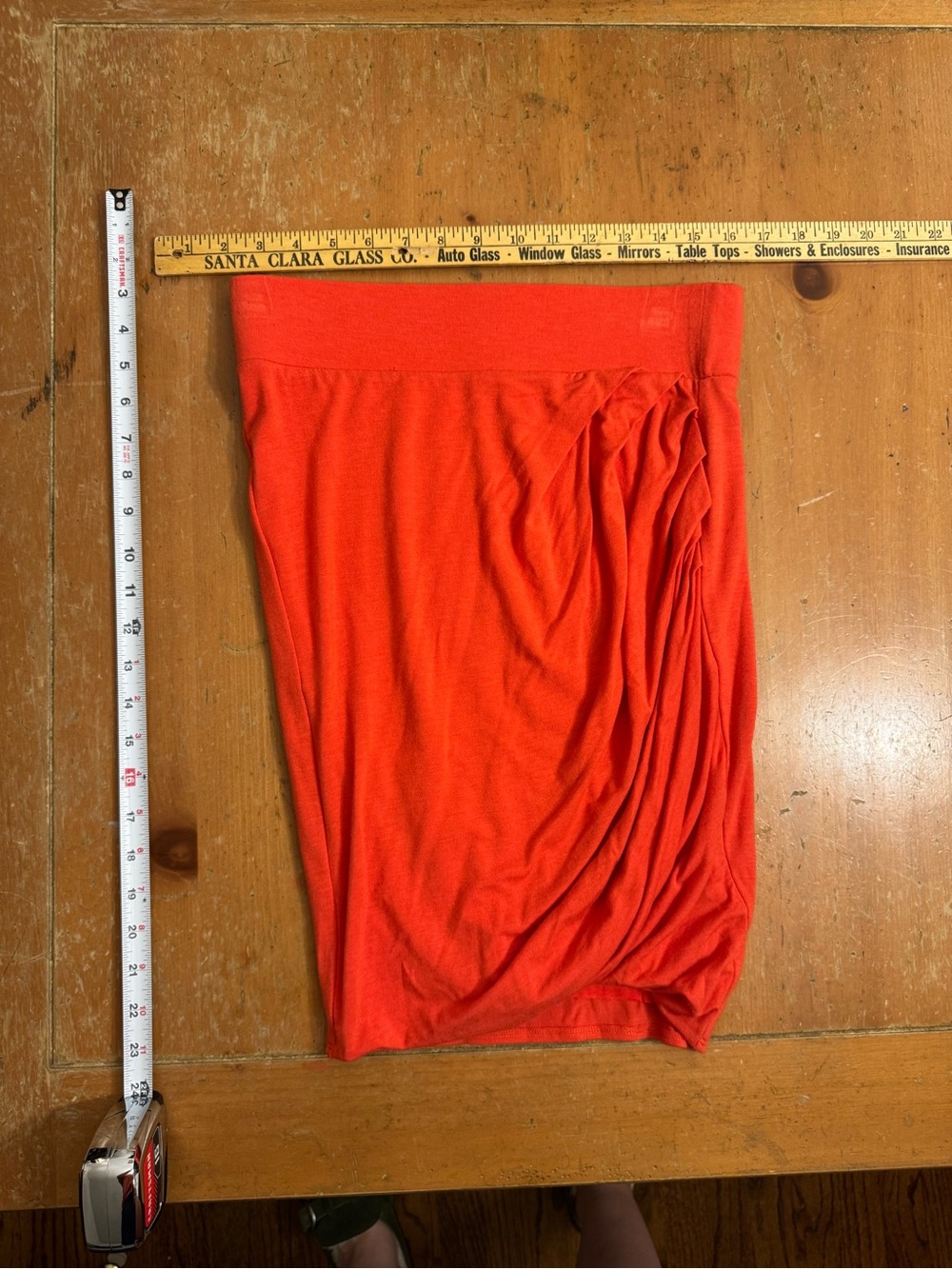 Helmut Lang Vein Orange Jersey Pencil Skirt